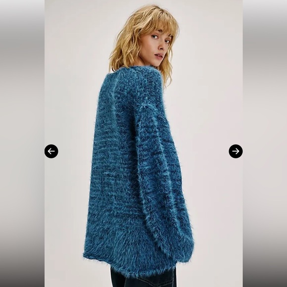 Free People Sparrow Pullover - Iris Teal Combo Size Med Retail $168 NWOT - Picture 2 of 6